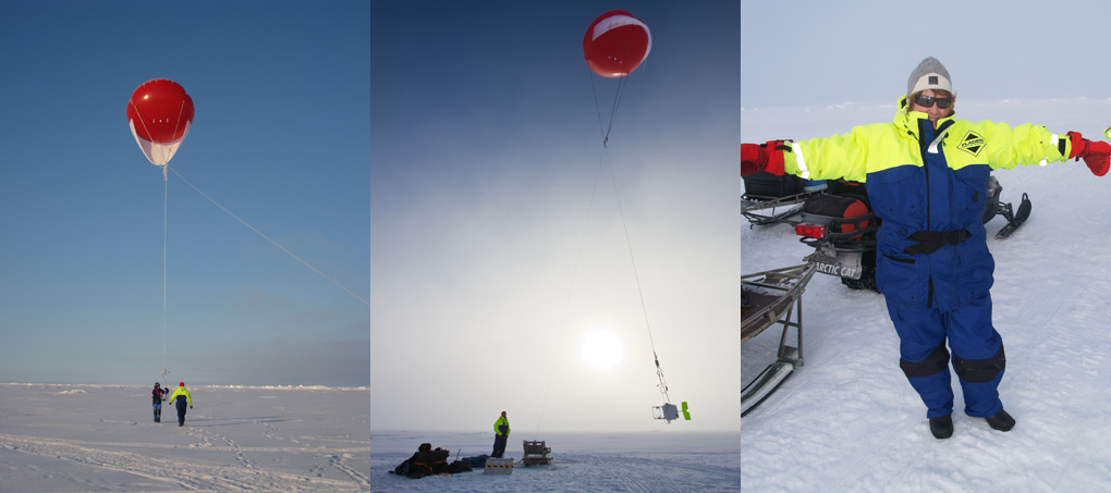 Med hjälp av jättelika ballonger tar forskarna prover på molnen. Foto: Thorsten Mauritsen