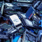 Hårddiskar ligger i en hög