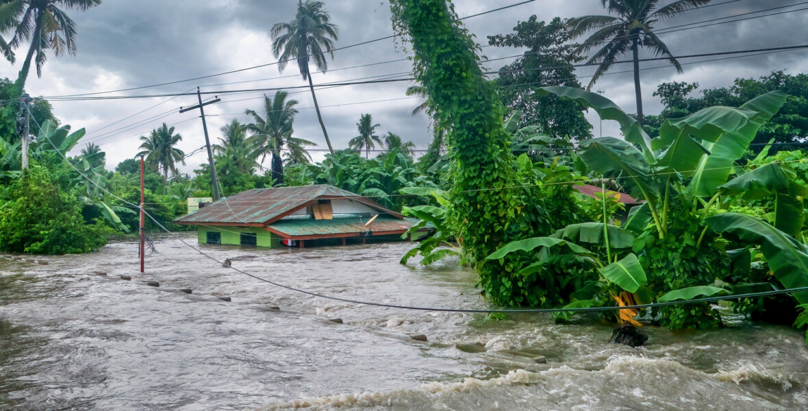 Hus drabbat av översvämning