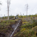 Grävmaskin rensar dike