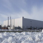 Northwolt batterifabrik i vinterlandskap