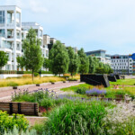 Bostadsområde med grönska