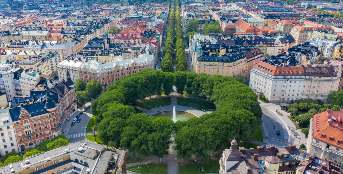 Flygbild över Karlaplan